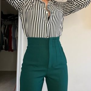 Zara high waisted Forrest Green Dress Pant